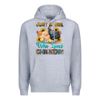 Heather Grey just a girl who loves chickens Premium Hoodie - OliviaCreatesArt