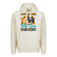Oatmeal Heather just a girl who loves chickens Premium Hoodie - OliviaCreatesArt