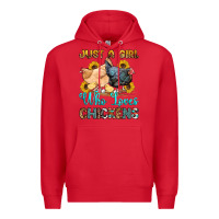 Red just a girl who loves chickens Premium Hoodie - OliviaCreatesArt