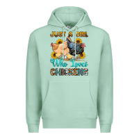 Seafoam just a girl who loves chickens Premium Hoodie - OliviaCreatesArt