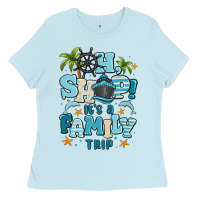 Baby Blue oh ship its a family trip Ladies Tee - MaliasSmallBusiness