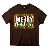 Chocolate Brown merry christmas brushstroke Heavy Core Tee - Jasminsmagicworld