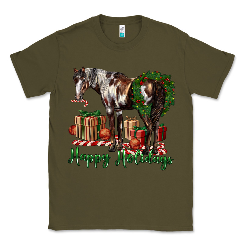 Happy Holidays Mustang Horse Classic Tee by LillyAllenDesigns | Teevron