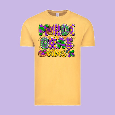 Mardi Gras Vibes Vintage Tee Designed By Lillyallendesigns