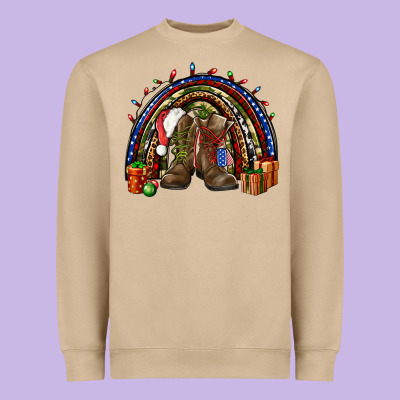 Army Christmas Rainbow Heavyweight Sweatshirt Designed By Nancycooperartshop