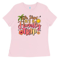 Bubblegum Pink oh ship its a family trip summer vacation Ladies Tee - MaliasSmallBusiness