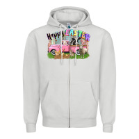 Dove Grey Happy Easter truck with farm animals Easter Day Zipper Hoodie - CowGirlArtShop