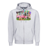 Heather Grey Happy Easter truck with farm animals Easter Day Zipper Hoodie - CowGirlArtShop