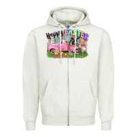Oatmeal Heather Happy Easter truck with farm animals Easter Day Zipper Hoodie - CowGirlArtShop
