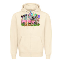 Sandshell Happy Easter truck with farm animals Easter Day Zipper Hoodie - CowGirlArtShop