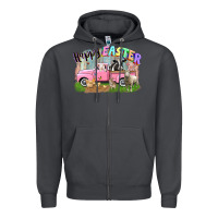 Smoke Happy Easter truck with farm animals Easter Day Zipper Hoodie - CowGirlArtShop
