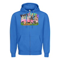 True Royal Happy Easter truck with farm animals Easter Day Zipper Hoodie - CowGirlArtShop