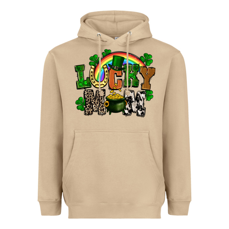 Lucky Mom St. Patricks Day Heavyweight Hoodie by FaDigitalArtStudio | Teevron