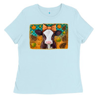 Baby Blue autumn baby cow Ladies Tee - Jasminsmagicworld