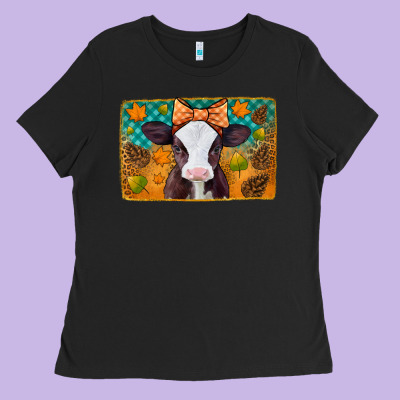 Autumn Baby Cow Ladies Tee Designed By Jasminsmagicworld
