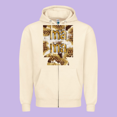 Mama With Leopard And Cowhide Regular Can Cooler Zipper Hoodie Designed By Howdyjamesfarm