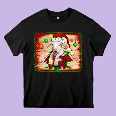 Christmas Lamb Heavy Core Tee Designed By Jasminsmagicworld