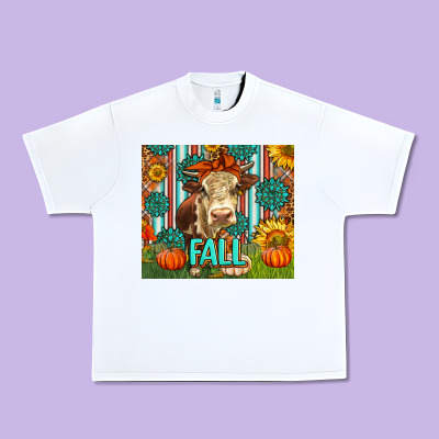 Western Fall Cow Urban Heavy Tee Designed By Lillyallendesigns