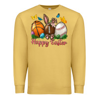 Antique Gold Happy Easter Sports With Butterfly Premium Sweatshirt - BundleAndBundleShop
