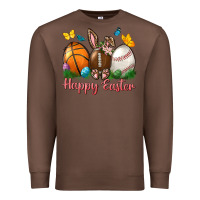 Chestnut Happy Easter Sports With Butterfly Premium Sweatshirt - BundleAndBundleShop