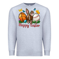 Heather Grey Happy Easter Sports With Butterfly Premium Sweatshirt - BundleAndBundleShop