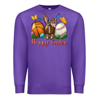 Purple Happy Easter Sports With Butterfly Premium Sweatshirt - BundleAndBundleShop