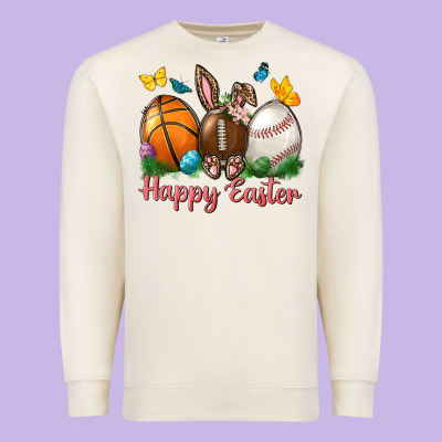 Happy Easter Sports With Butterfly Premium Sweatshirt Designed By Bundleandbundleshop