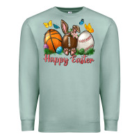 Seafoam Happy Easter Sports With Butterfly Premium Sweatshirt - BundleAndBundleShop