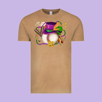 Mardi Gras Baseball Vintage Tee Designed By Lillyallendesigns