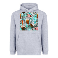 Heather Grey dentist coffee cups toothpaste and teeth with cowhide seamless pattern Heavyweight Hoodie - BundleAndBundleShop