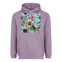 Lavender dentist coffee cups toothpaste and teeth with cowhide seamless pattern Heavyweight Hoodie - BundleAndBundleShop