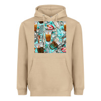 Mushroom dentist coffee cups toothpaste and teeth with cowhide seamless pattern Heavyweight Hoodie - BundleAndBundleShop