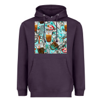 Plum dentist coffee cups toothpaste and teeth with cowhide seamless pattern Heavyweight Hoodie - BundleAndBundleShop