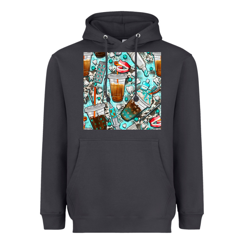 Dentist Coffee Cups Toothpaste And Teeth With Cowhide Seamless Pattern Heavyweight Hoodie by BundleAndBundleShop | Teevron