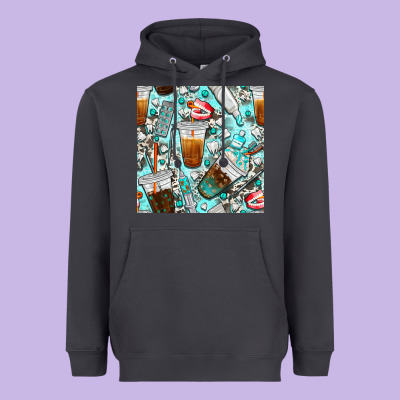Dentist Coffee Cups Toothpaste And Teeth With Cowhide Seamless Pattern Heavyweight Hoodie Designed By Bundleandbundleshop