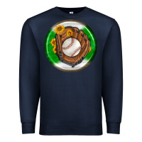 Navy baseball with sunflower round earrings Premium Sweatshirt - BundleAndBundleShop