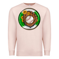 Pale Pink baseball with sunflower round earrings Premium Sweatshirt - BundleAndBundleShop