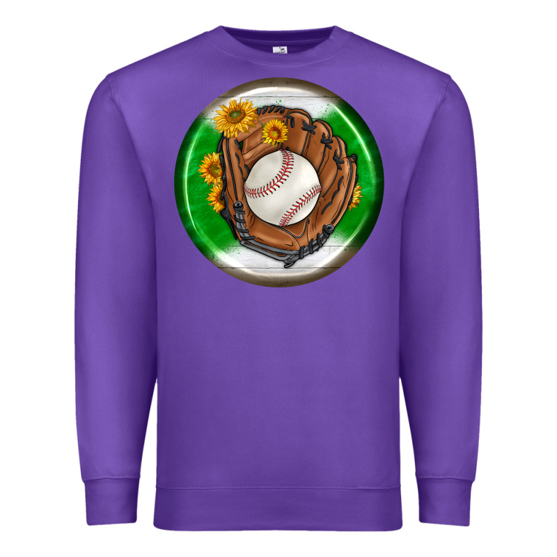 Baseball With Sunflower Round Earrings Premium Sweatshirt by BundleAndBundleShop | Teevron