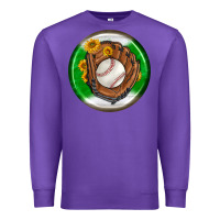 Purple baseball with sunflower round earrings Premium Sweatshirt - BundleAndBundleShop