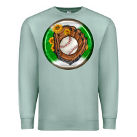 Seafoam baseball with sunflower round earrings Premium Sweatshirt - BundleAndBundleShop