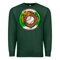 Sports Green baseball with sunflower round earrings Premium Sweatshirt - BundleAndBundleShop