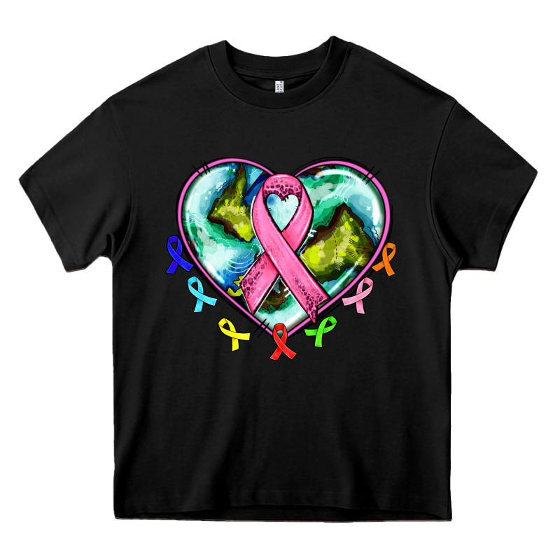 Heart Earth And Cancer Ribbon Heavy Core Tee by AdoDesignShop | Teevron