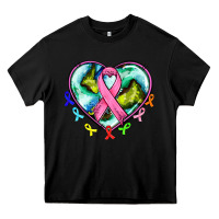 Black heart earth and cancer ribbon Heavy Core Tee - AdoDesignShop