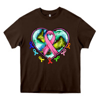 Chocolate Brown heart earth and cancer ribbon Heavy Core Tee - AdoDesignShop
