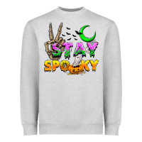Heather Grey Stay spooky Heavyweight Sweatshirt - NancyCooperArtShop