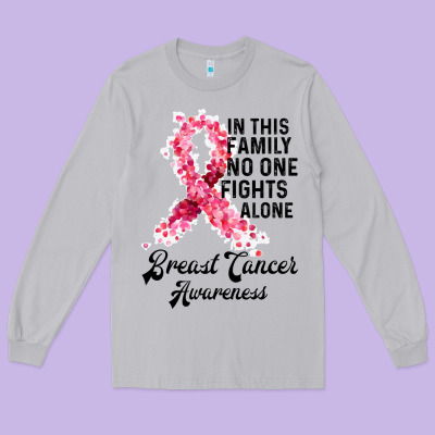 In This Family Fights Alone Breast Cancer Awareness Long Sleeve Tee Designed By Bettercallsaul