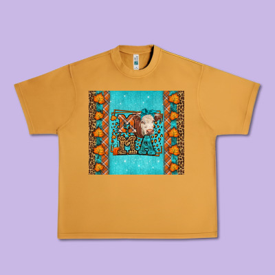 Western Fall Cow Mama Urban Heavy Tee Designed By Lillyallendesigns