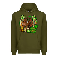 Army Green St. Patrick's Day horse horseshoe Premium Hoodie - OliviaCreatesArt