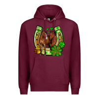 Burgundy St. Patrick's Day horse horseshoe Premium Hoodie - OliviaCreatesArt