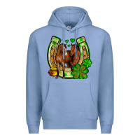 Colony Blue St. Patrick's Day horse horseshoe Premium Hoodie - OliviaCreatesArt
